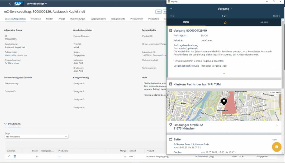 Serviceauftrag in S/4HANA und mobileX-CrossMIP