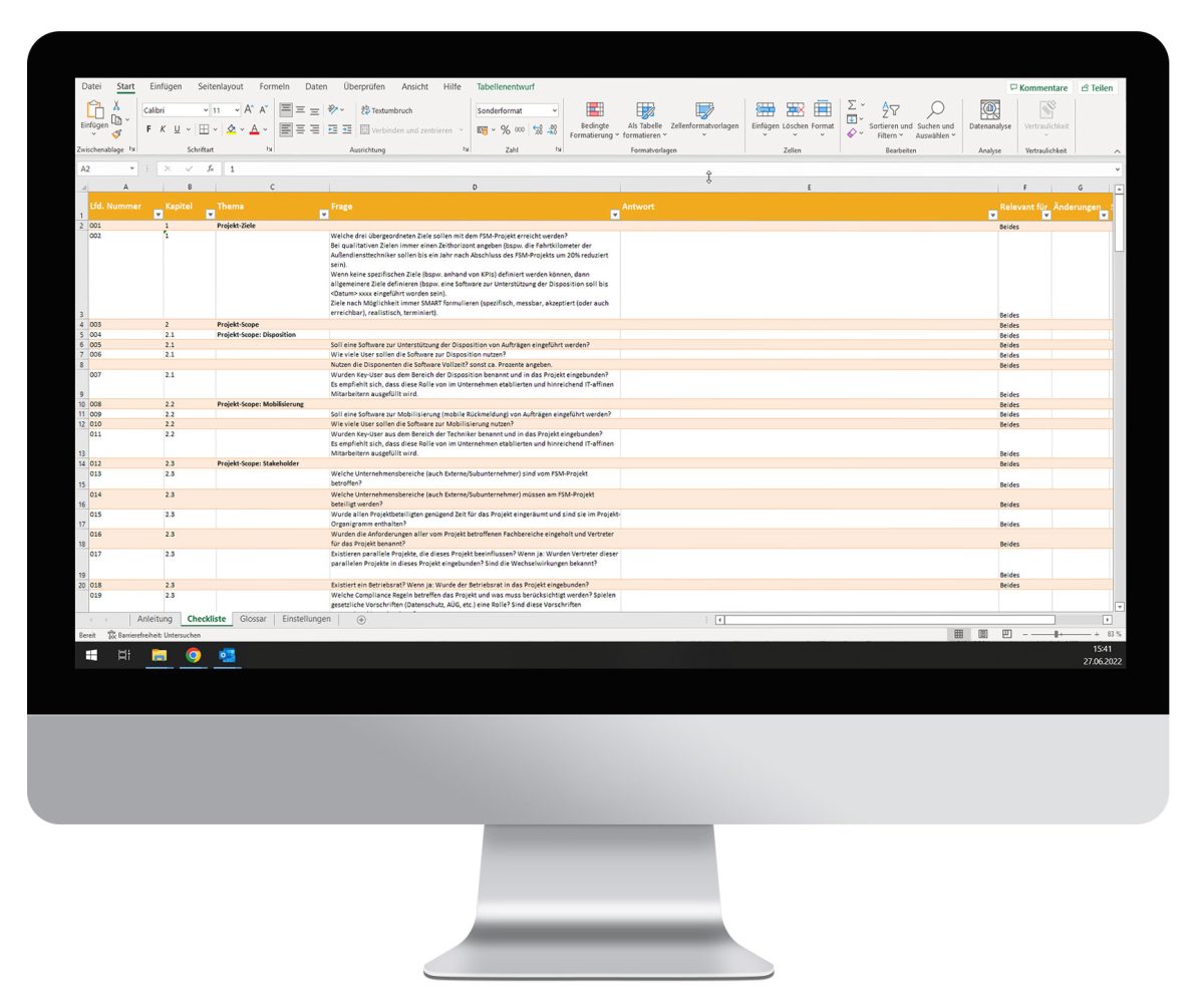 Fragenkatalog Field Service Management Projekte